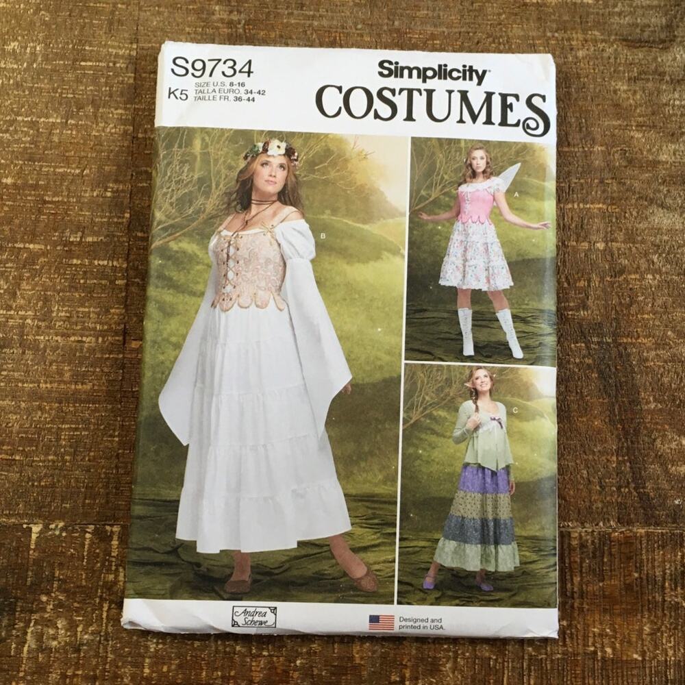 Simplicity Sewing Pattern S9734 Renaissance Top Skirt Corset Costume 8-16 UNCUT